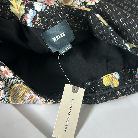 Anthropologie Maeve Ashbury Black Floral Studded One Shoulder Dress 6 NWT - Picture 5 of 8